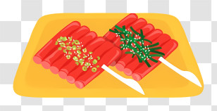 Thai Food - Grilled Meat Skewers With Garnish Transparent PNG