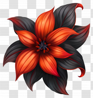 Simple Flower - Red And Black Flower Graphic Design Transparent PNG