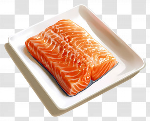 Salmon Teriyaki - Fresh Raw Salmon Fillet On White Tray Transparent PNG