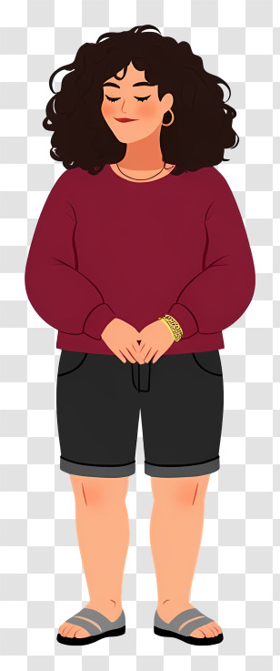 Woman Full Body - Casual Woman In Red Sweater Transparent PNG