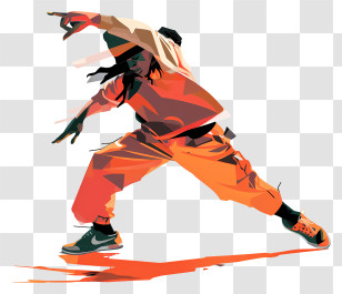 Street Dancer - Dynamic Dancer In Orange Outfit Transparent PNG