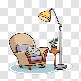 Couch And Lamp - Comfortable Chair And Lamp Setup Illustration Transparent PNG