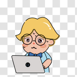 Icon - Worried Boy Using A Laptop Transparent PNG