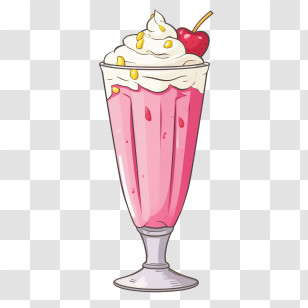 Milkshake - Fruity Pink Milkshake With Whipped Cream And Cherry Transparent PNG