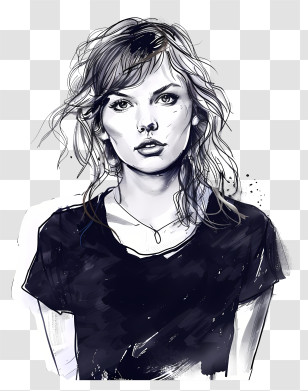 Taylor Swift - Artistic Portrait Drawing Transparent PNG