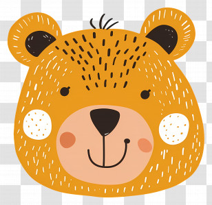 Cute Bear Face - Smiling Cute Cartoon Bear Face Transparent PNG