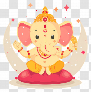 Ganesh Chaturthi - Cute Baby Ganesha Illustration In Cartoon Style Transparent PNG
