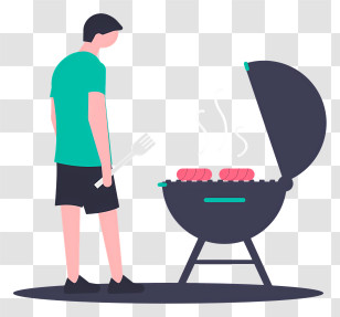 Barbecue Grill - Man Grilling Food On Barbecue Transparent PNG