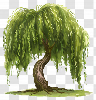Willow Tree - Green Willow Tree In Natural Detail Transparent PNG