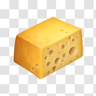 Cheese - Yellow Cheese Block With Holes Transparent PNG