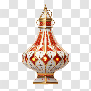 Islamic Lamp - Ornate Red And White Lantern Transparent PNG