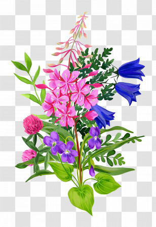 Wild Flowers Bouquet - Colorful Flower Bouquet In Garden Transparent PNG