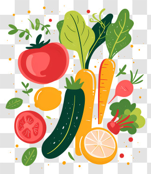 Salad Vegetables - Colorful Illustration Of Fresh Vegetables Transparent PNG