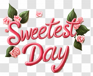 Sweetest Day - Sweetest Day Typography Decorated With Roses Transparent PNG