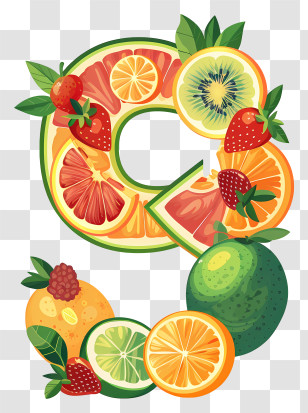 Number 9 - Fruit Themed Number 9 Transparent PNG