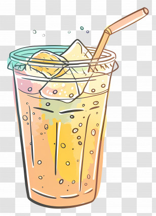 Iced Tea - Iced Beverage Cup With Straw Illustration Transparent PNG