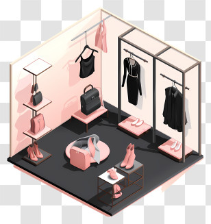 Pink Clothing Store - Stylish Clothing Store Interior Transparent PNG