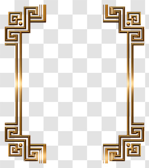 Art Deco Geometric Border - Golden Ornate Frame Transparent PNG