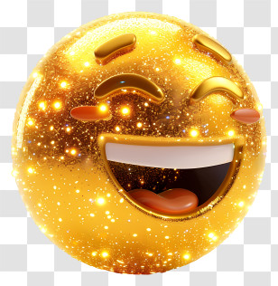 Sparkle - Golden Sparkling Smiley Emoji Transparent PNG