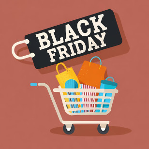 Black Friday - Shopping Cart With Black Friday Sale Bags Transparent PNG