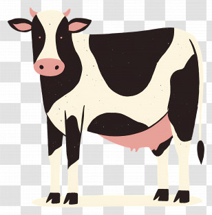 Cute Cow - Simplistic Black And White Cow Design Transparent PNG