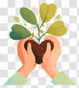 Arbor Day - Hands Holding Heart-Shaped Soil And Plant Transparent PNG