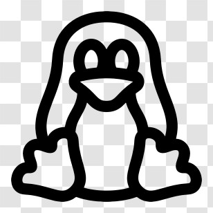 Linux Logo - Cute Doodle Penguin Outline Transparent PNG