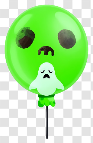 Halloween Balloons - Green Balloon With Ghost Face Transparent PNG