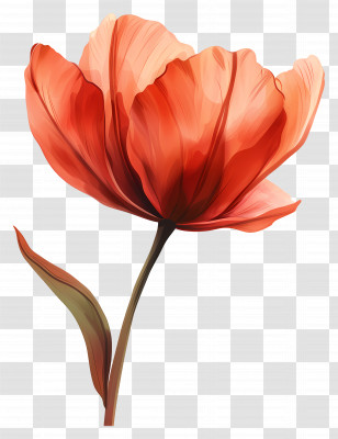 Flower - Red Tulip Flower Illustration Transparent PNG