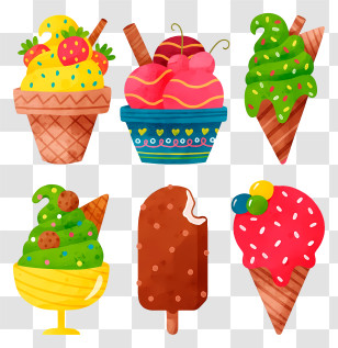 Ice Cream Cones - Delicious Assorted Ice Cream Cones Transparent PNG