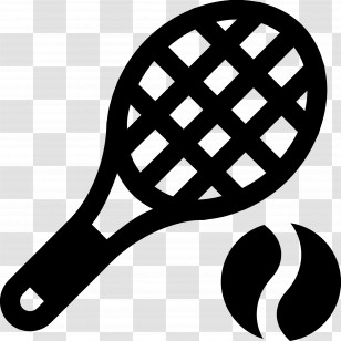 Tennis Racket - Black Tennis Racket And Ball Icon Transparent PNG