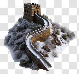Snow Covered Great Wall - Snow-Covered Great Wall On Mountain Transparent PNG