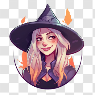 Witch Girl
 - Charming Witch With Pointed Hat Illustration Transparent PNG