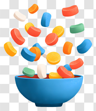 Candies Coming Out Of Bowl - Colorful Candies In A Blue Bowl Transparent PNG