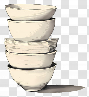 Stack Of Bowls - Stack Of Bowls And Plates Transparent PNG