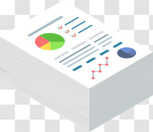 Cartoon - Stack Of Reports With Charts And Graphs Transparent PNG