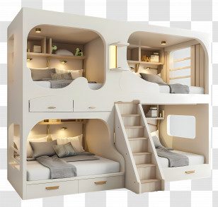 Bunk Beds - Cozy Bunk Bed With Stairs Transparent PNG