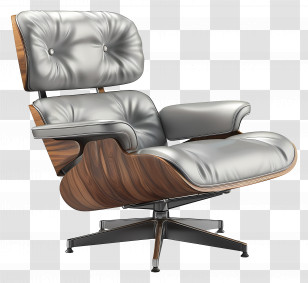 Eames Lounge Chair - Luxury Lounge Chair With Wooden And Metallic Finish Transparent PNG