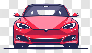 Telsa Car - Red Electric Car Front View Transparent PNG