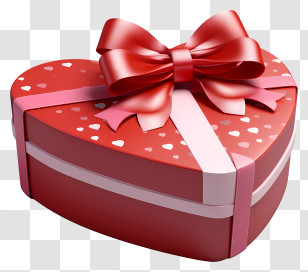 Gift Box - Heart-Shaped Gift Box With Red Ribbon Transparent PNG