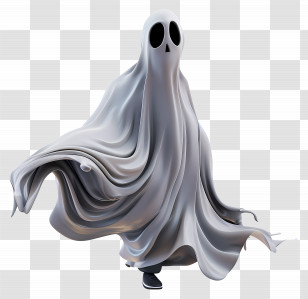 Ghostly Figure - Spooky Cartoon Ghost In White Sheets Transparent PNG