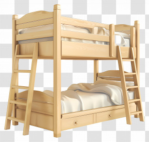 Bunk Beds - Wooden Bunk Bed With Ladders Transparent PNG
