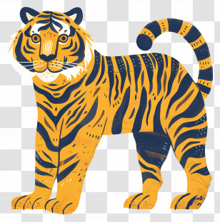 Tiger - Illustration Of A Tiger With Bold Stripes Transparent PNG