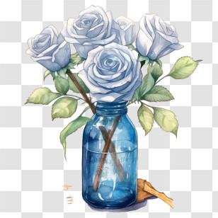 Blue Rose
 - Beautiful Blue Roses In A Glass Jar Illustration Transparent PNG