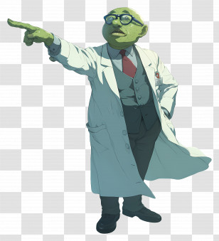 Balding Scientist - Green Scientist Cartoon Character Transparent PNG