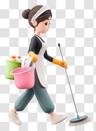 Female Cleaner - Cleaning Lady In Cartoon Style Transparent PNG
