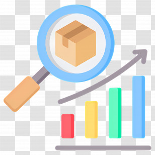 Investment Research - Magnifying Glass With Package Growth Icon Transparent PNG