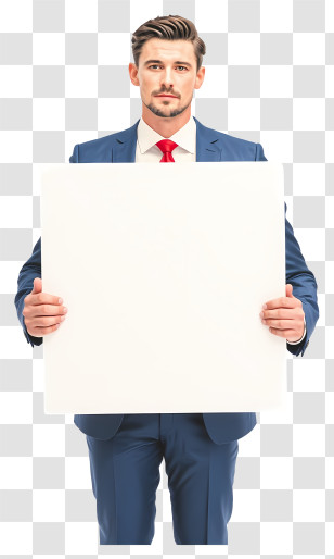 Businessman Holding Blank Placard - Person Holding Blank Sign Transparent PNG