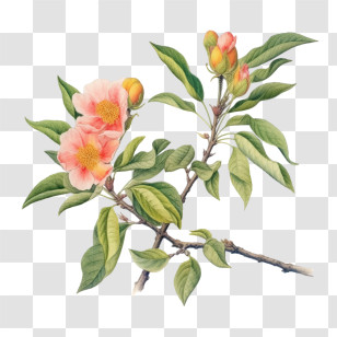 Peach Tree
 - Pink Flowers On Branch Transparent PNG
