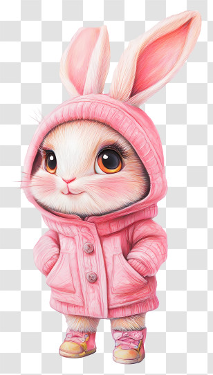 Fashion Bunny - Cute Bunny In Pink Hoodie Transparent PNG
